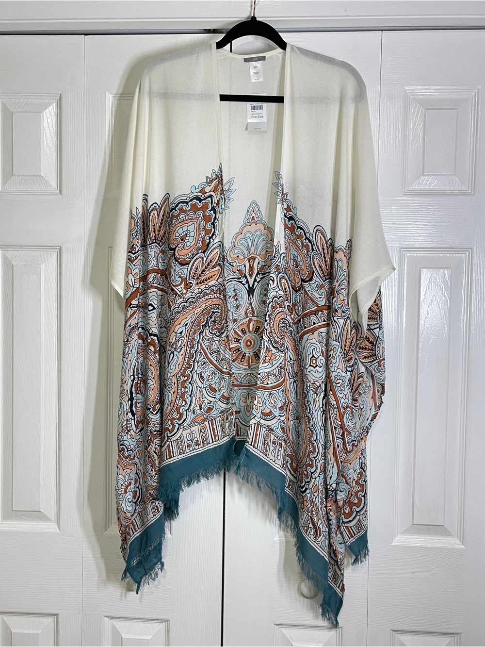 J.Jill NWT Paisley Fringe Kimono One Size